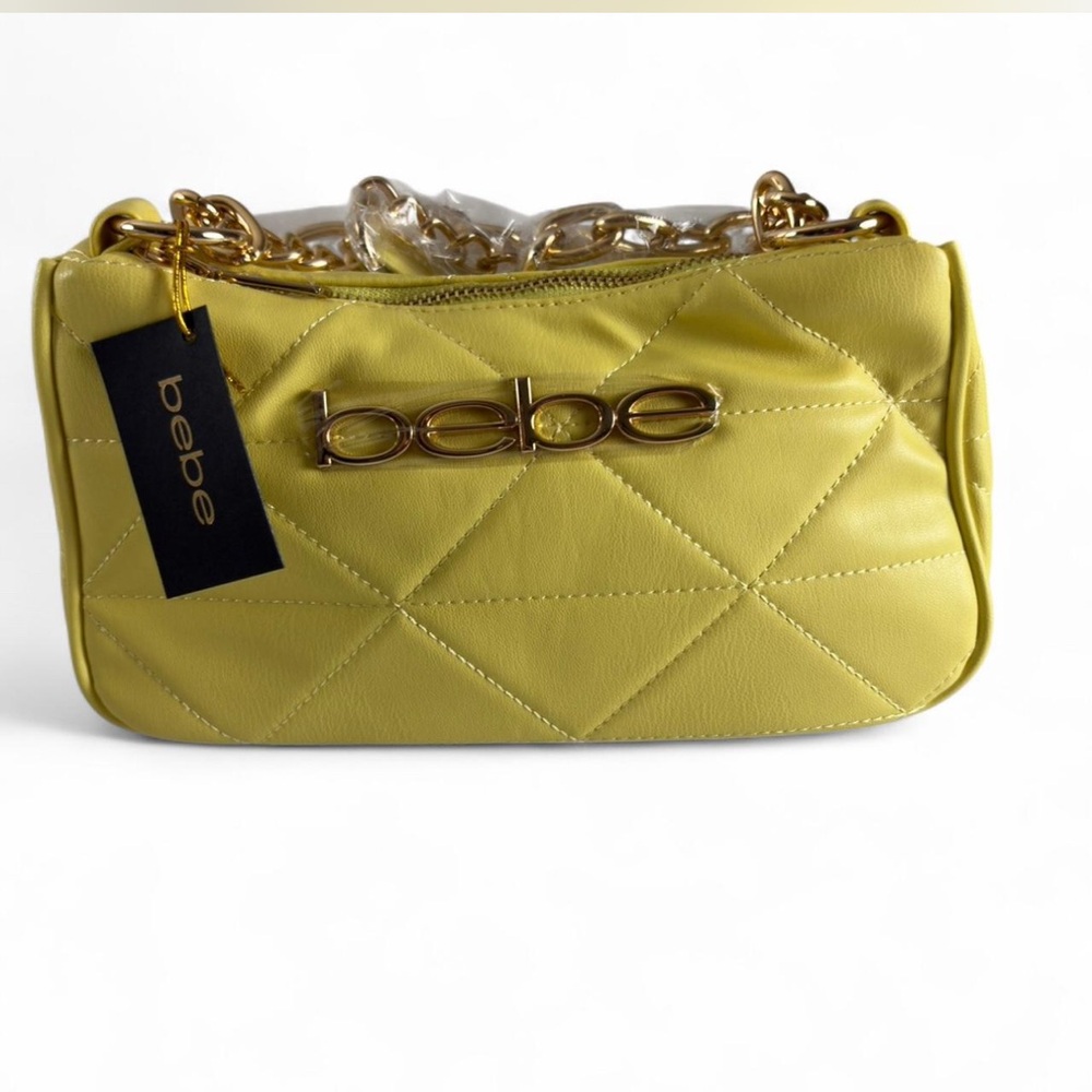 Bebe GIA Crossbody Lemon  quilted bag with gold hardware